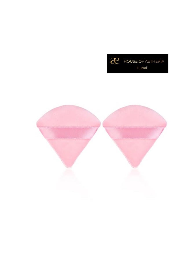 House of Aetheria ae 2 PCS Triangle Pink Powder Puffs Face Cosmetic Powder Puff Washable Reusable Soft Plush Powder Makeup Sponge - Image 2